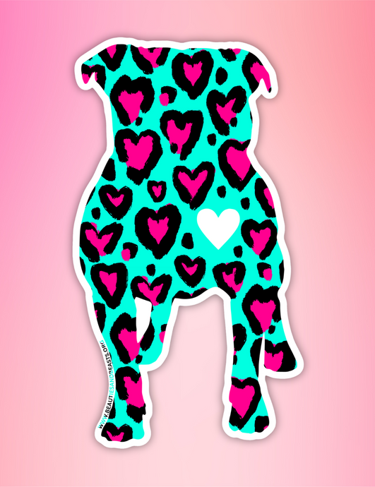 Dog Sticker Pink Hearts