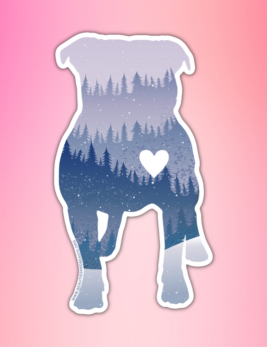 Dog Sticker Winter Forest