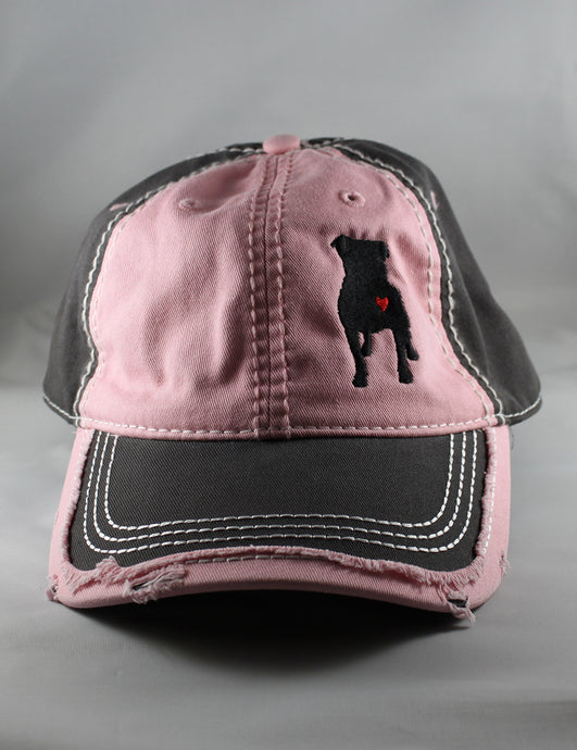 Pink/Black Frayed Baseball Cap